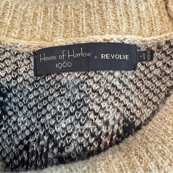 House Of Harlow 1960 x Revolve Leopard Print Wool Blend Edgy Cozy Sweater Sz S - Picture 7 of 9
